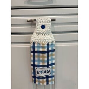 Crochet Top Kitchen Towel-Home-plaid pattern-white topper